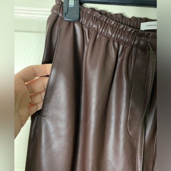 Rebecca Taylor | NWT Dark Brown Faux Leather Drawstring Waist Pants - Medium - Picture 4 of 7